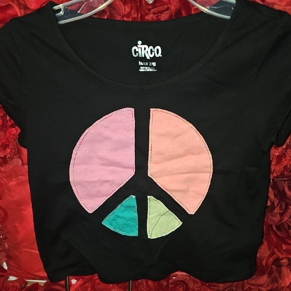 Circo Girls Black Peace Sign T-Shirt Size 7/8
